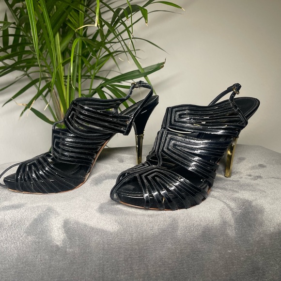 Louis Vitton Black Leather Strappy Slingback heels size 40 - Picture 1 of 6